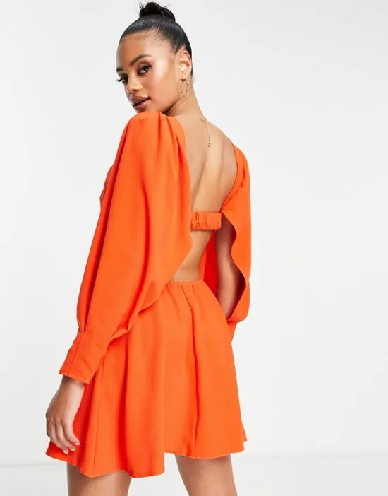 Summer Bright Backless Mini Dress In Orange