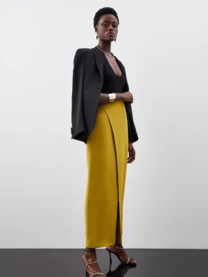 Karen Millen Tall Satin Crepe Split Maxi Skirt