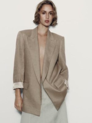 100% Linen Long Line Blazer