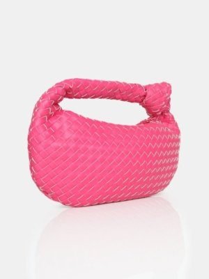 Blame Pink Weave Knot Detail Handbag