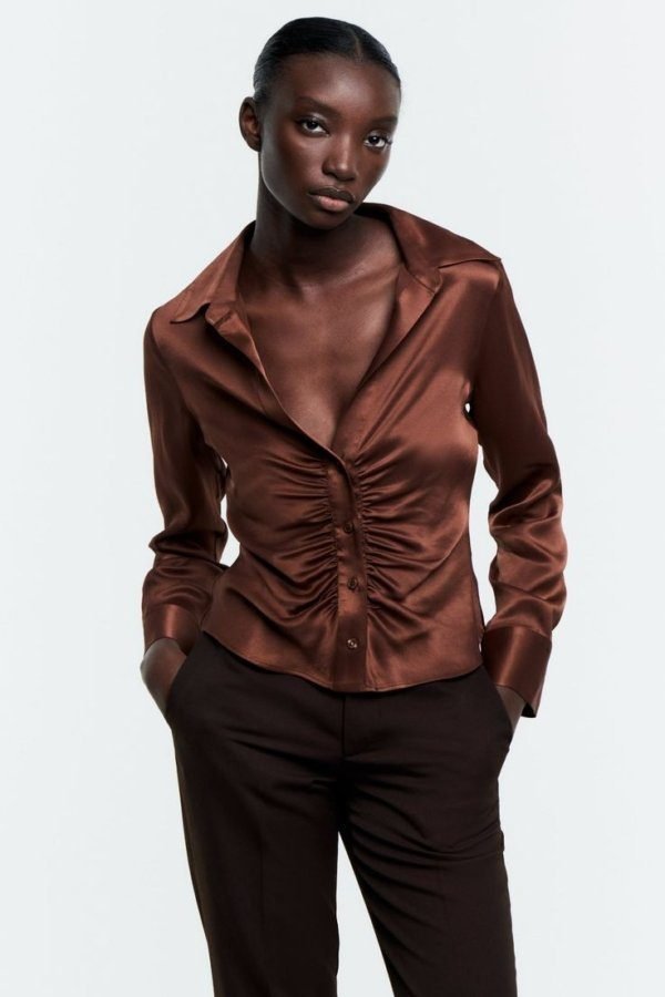 Satin Ruched Shirt