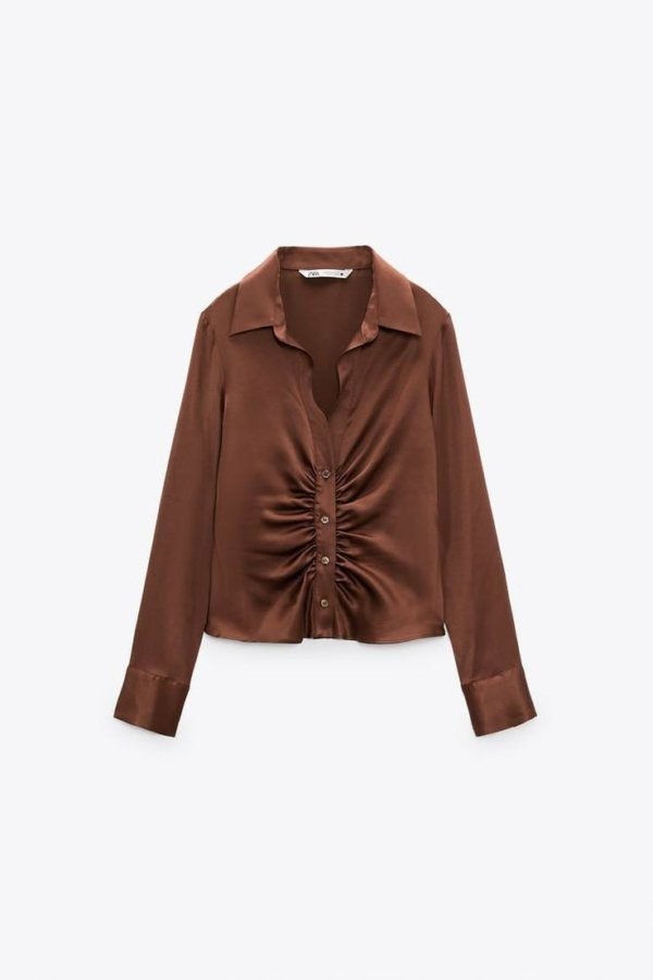 Satin Ruched Shirt