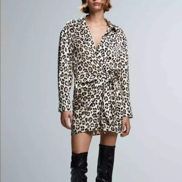 Animal Print Wrap Dress