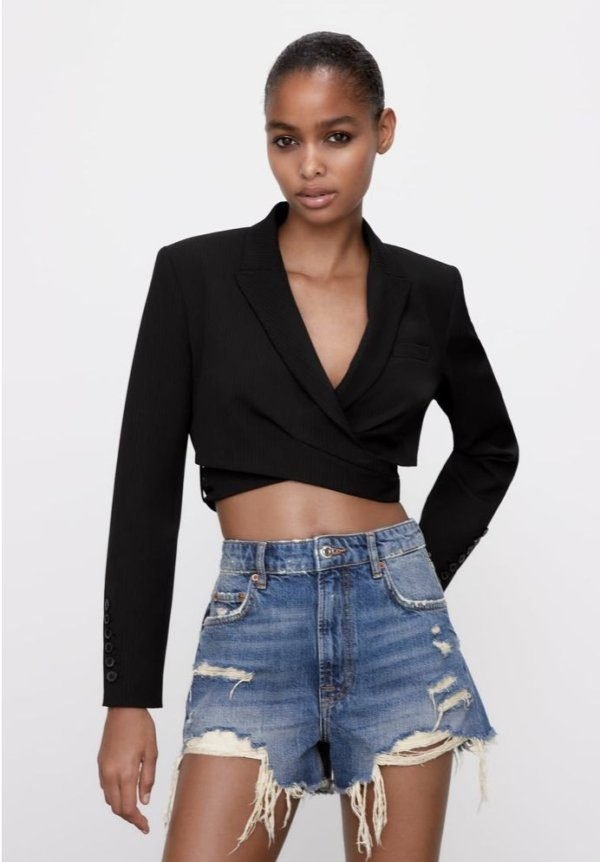 Crop  Pinstripe Blazer