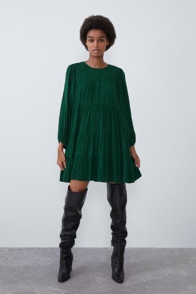 Voluminous Textured Weave Dress