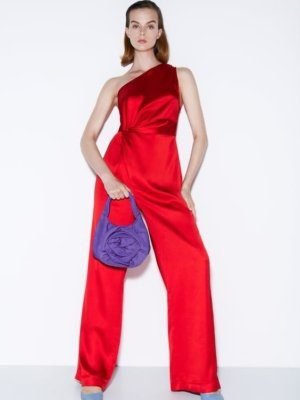 Satin One Shoulder Full Length Jumpsuit