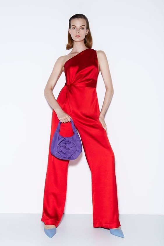 Satin One Shoulder Full Length Jumpsuit