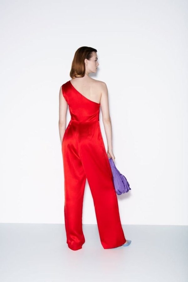 Satin One Shoulder Full Length Jumpsuit