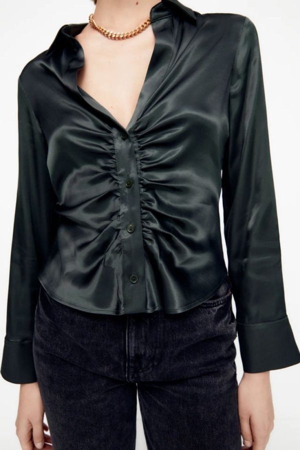 Satin Ruched Shirt