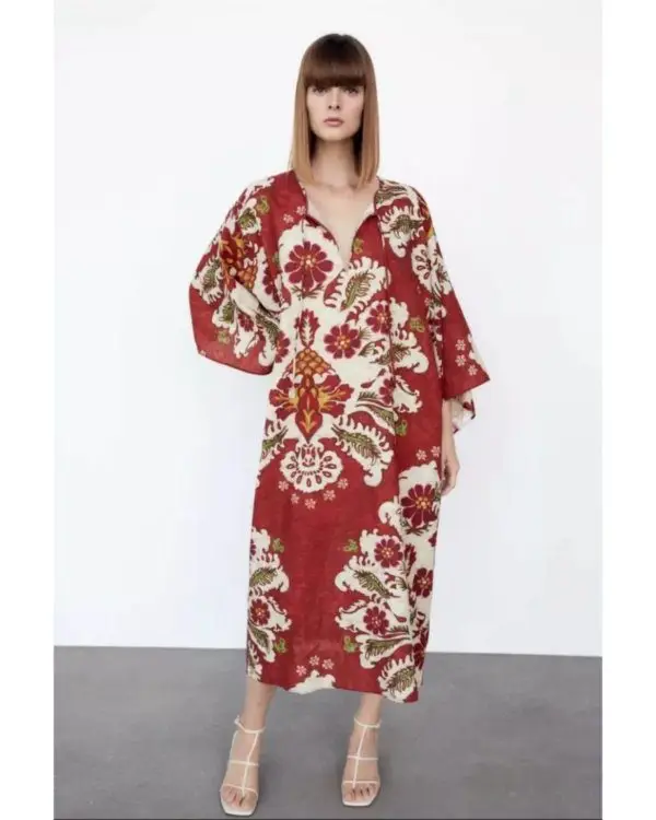 Print Linen Blend Kaftan