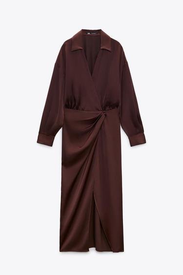 Chocolate Midi Satin Dress