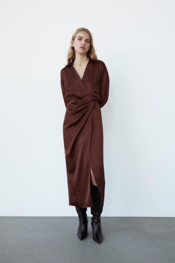 Chocolate Midi Satin Dress