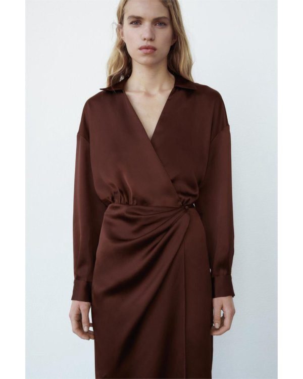 Chocolate Midi Satin Dress