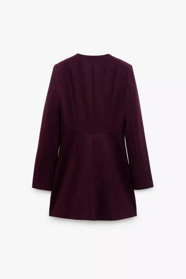 Burgundy Longline Gold Button Blazer