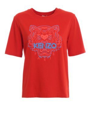 Bicolour Tiger Print Red T-shirt