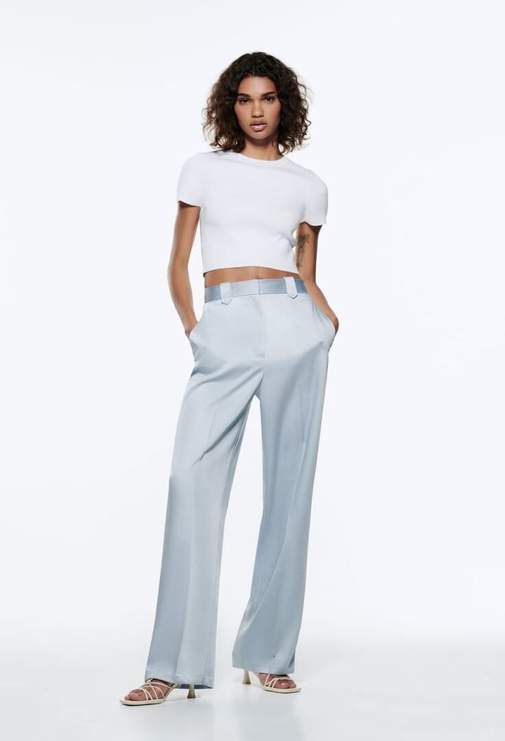Dust Blue Satin Pants