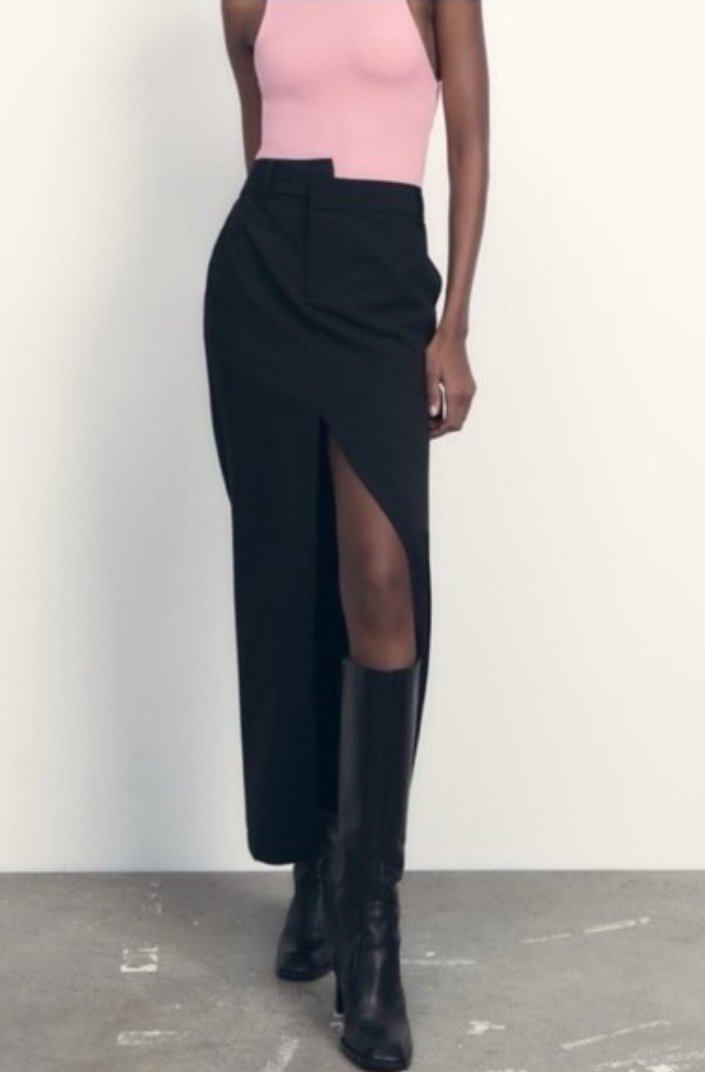 Double Waist Midi Front Slit skirt