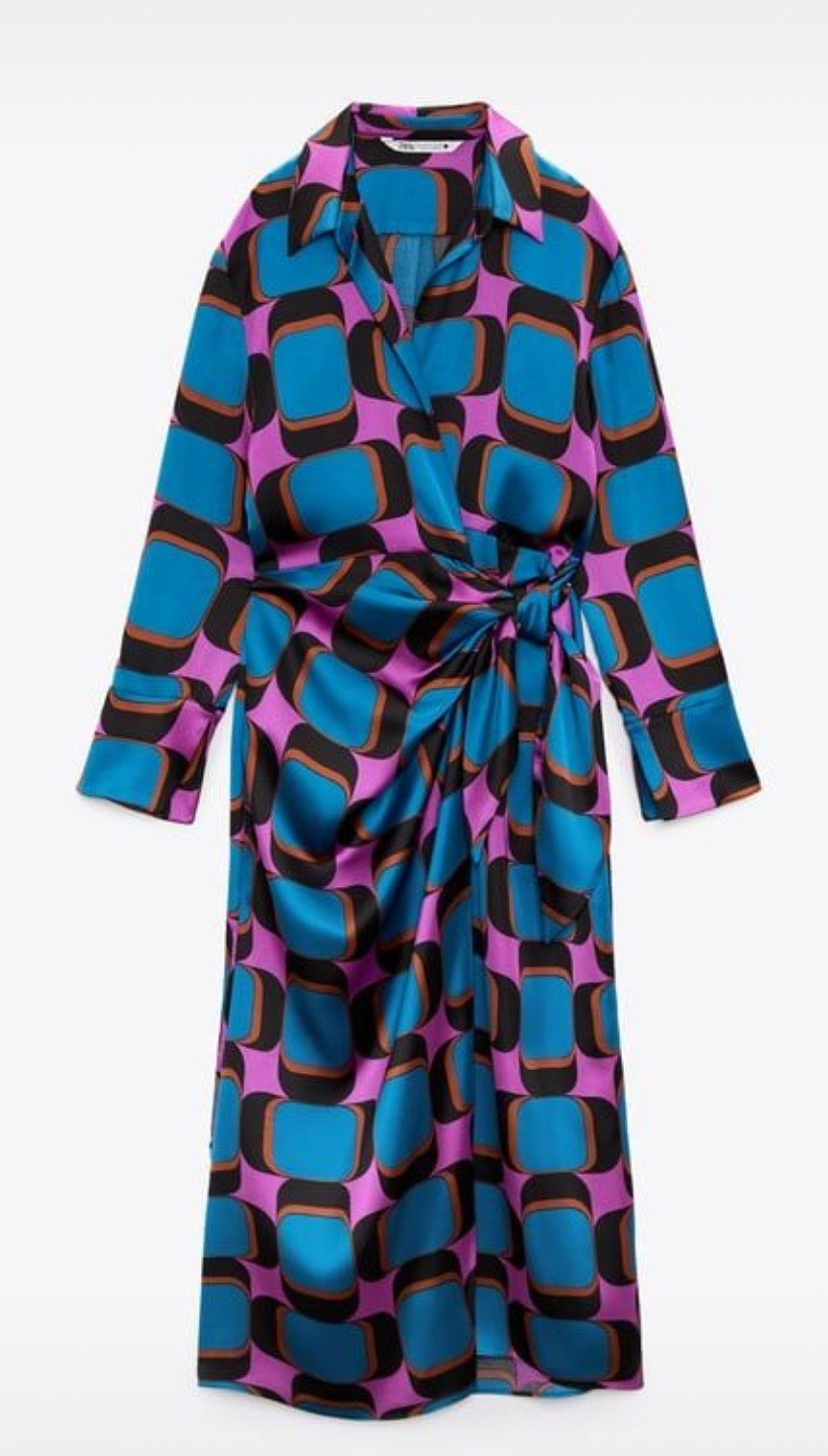 Print Satin Midi Wrap