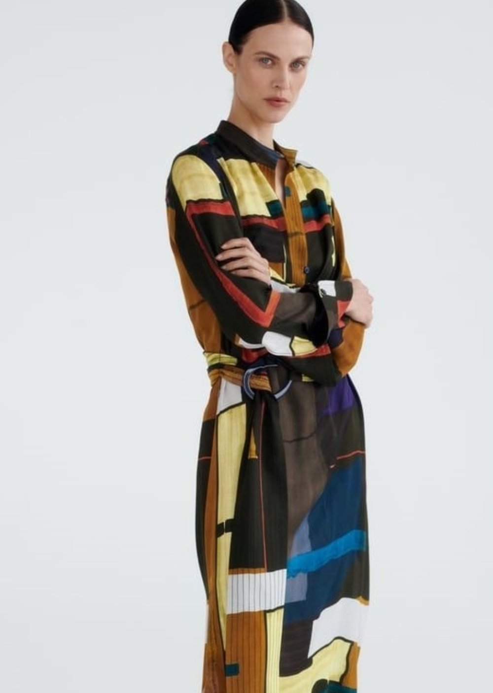 Print Midi Belted Dress