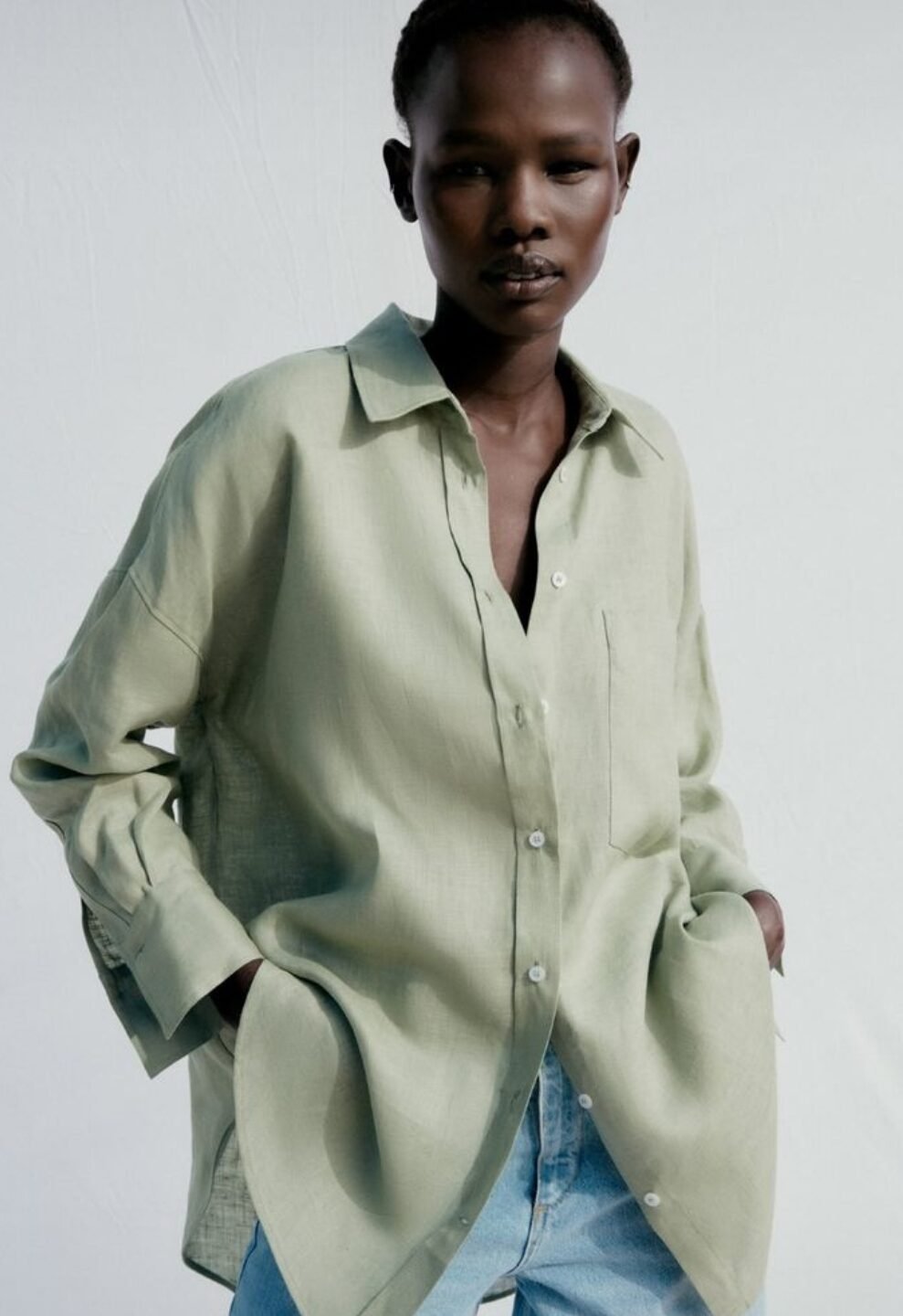100% Linen Long-Sleeve  Shirt