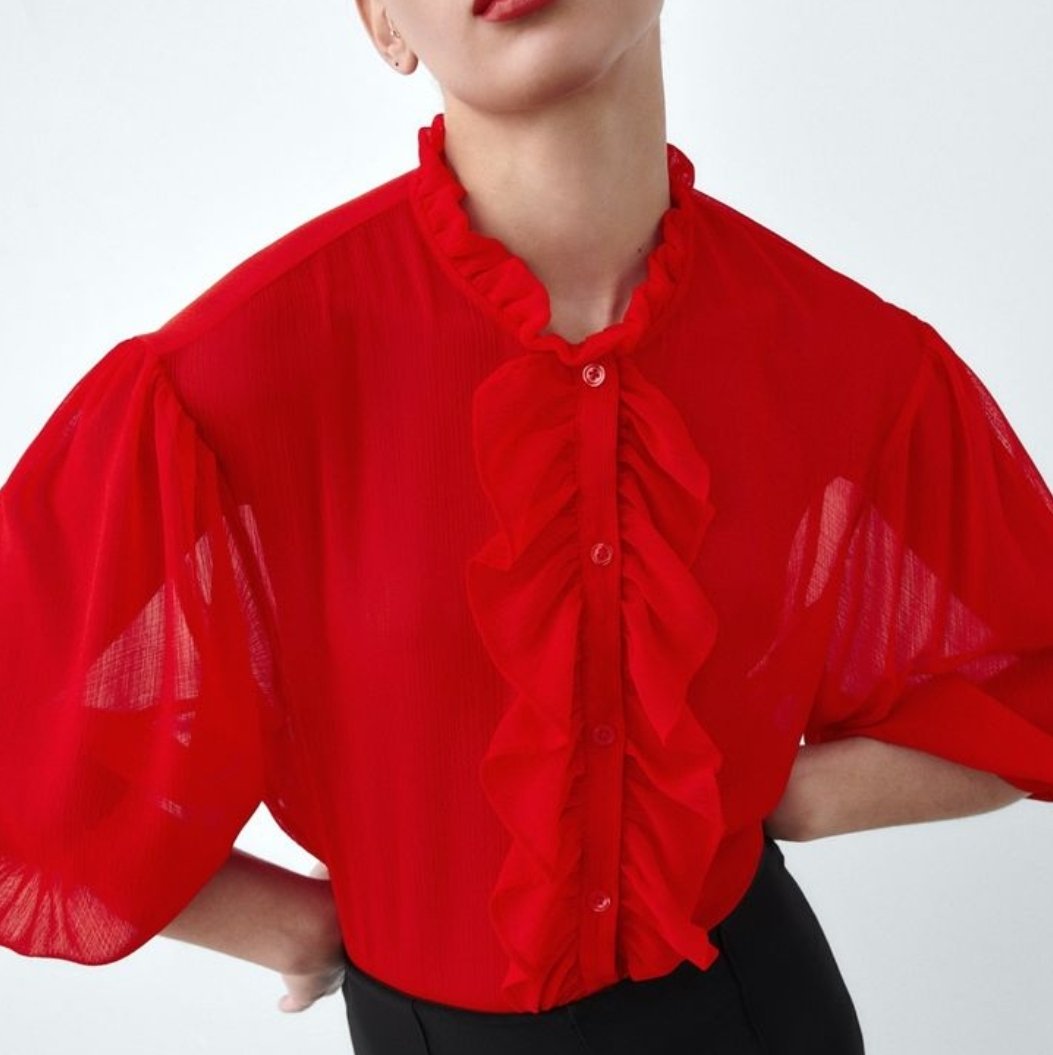 Ruffle Red Blouse