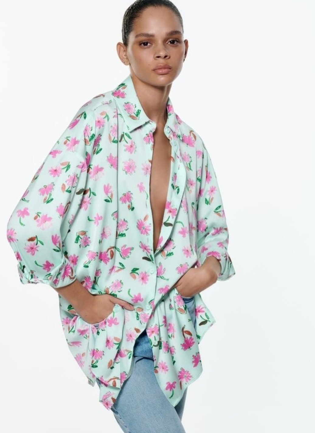 Floral Print Oversize Shirt