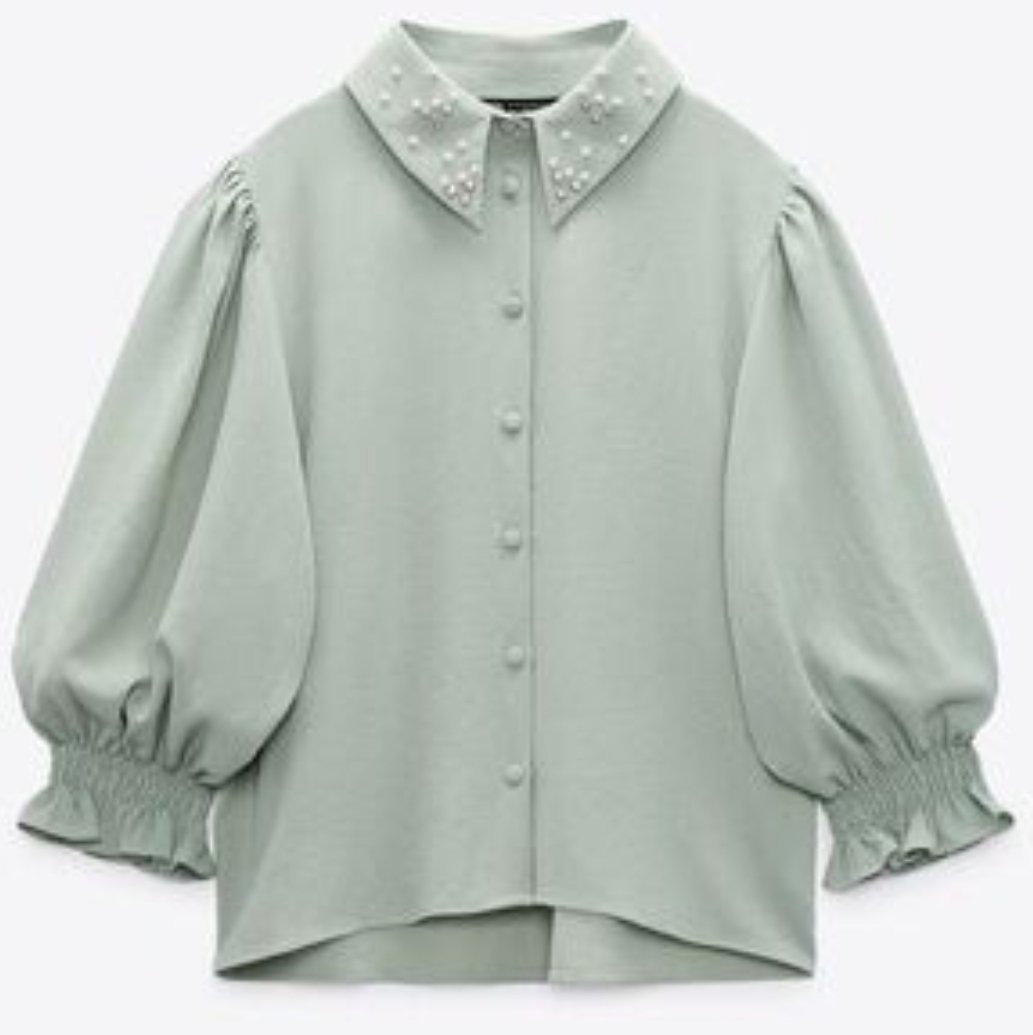 Mint Studded Collar Shirt