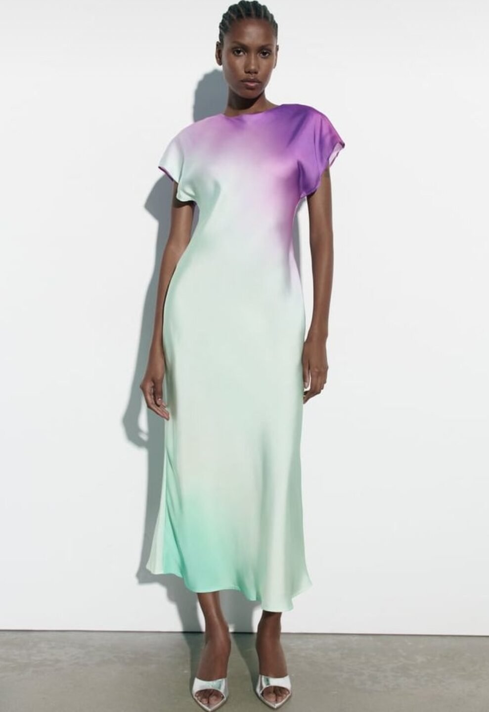 Ombré Satin Midi Dress
