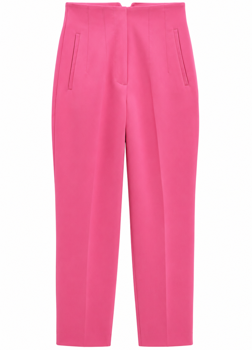 Fuchsia Pink High Waisted Straight Trousers
