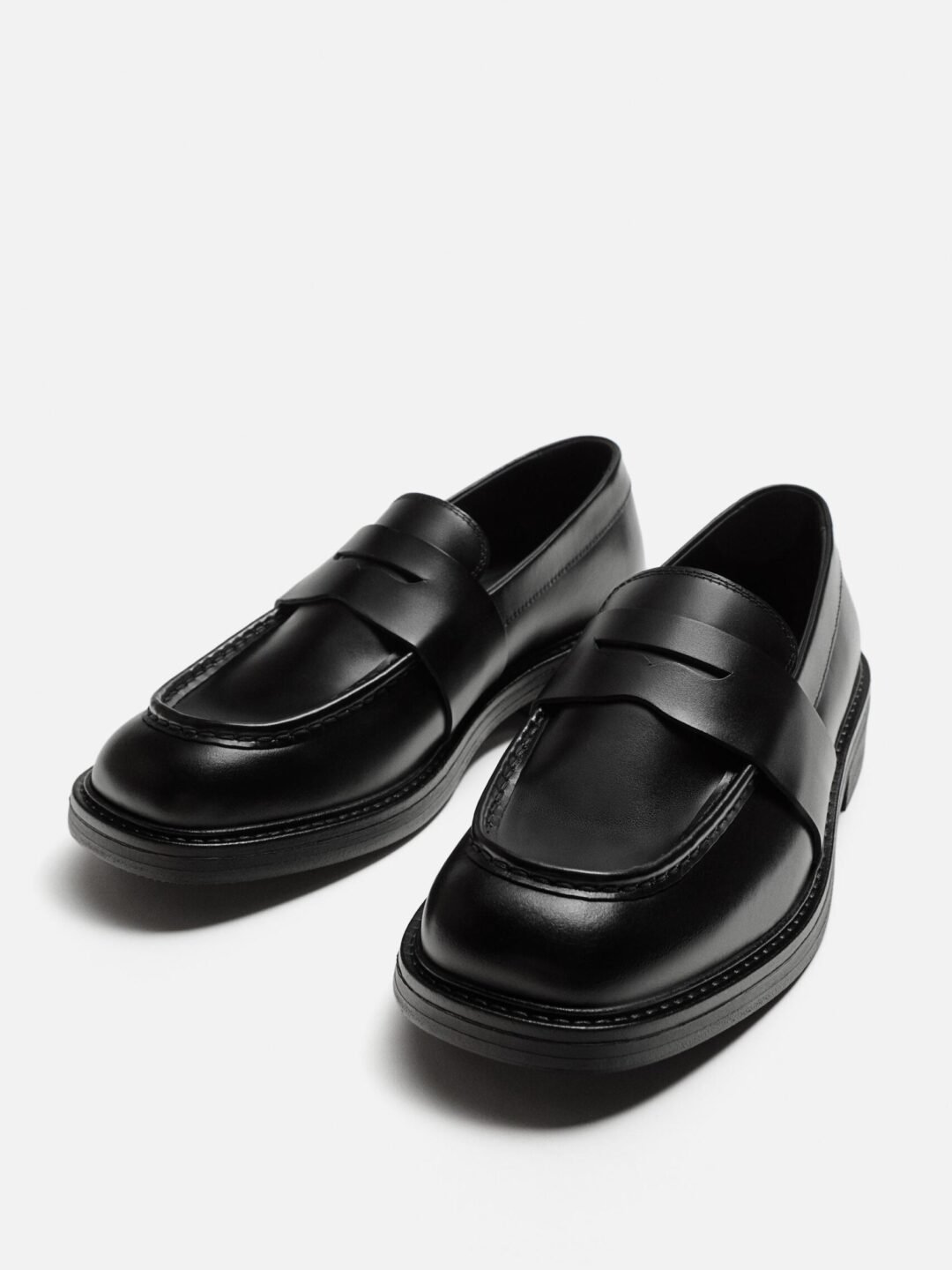 Black Leather Penny Loafers