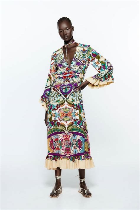 Paisley Printed Ruffle Hem Midi Dress