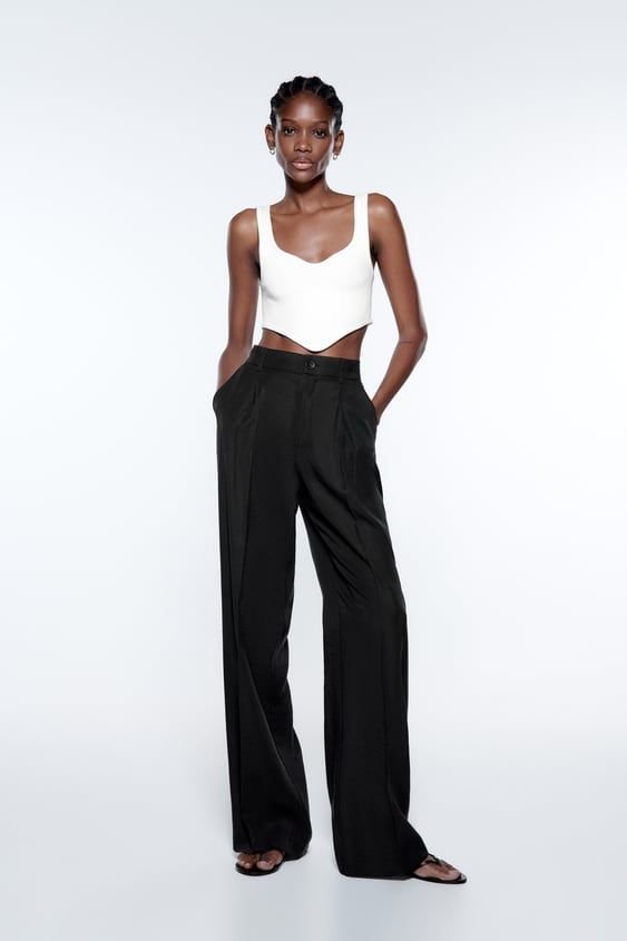 High Waist Wide Leg  Trouser
