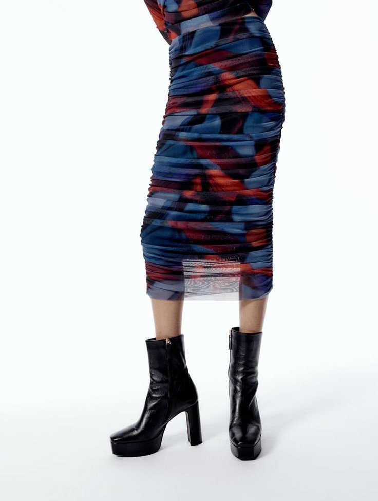 Draped Midi Ruched Skirt