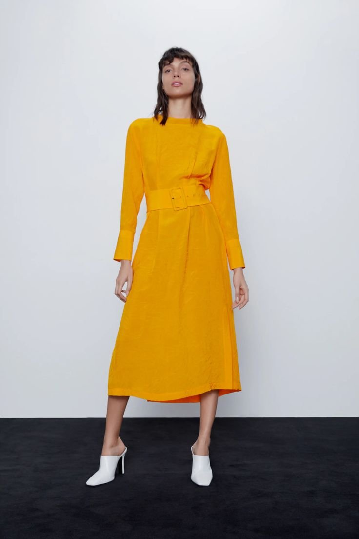 Crinkle Satin Belted Maxi Dress With Slit