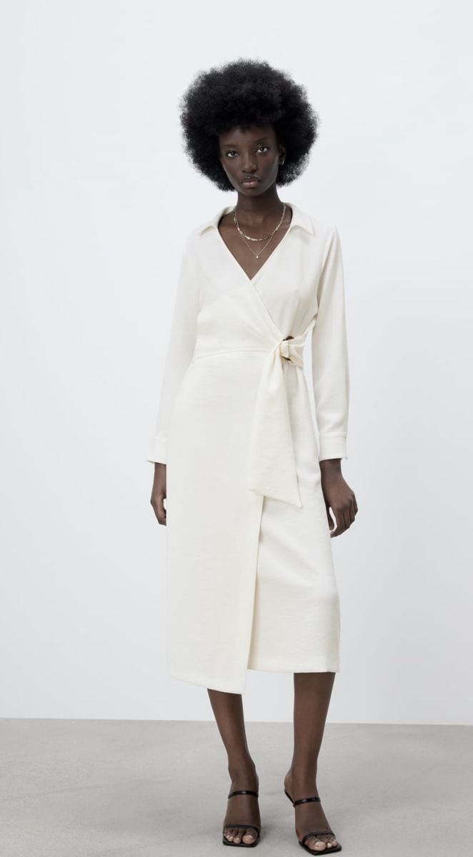 Wrap Shirt Midi Dress