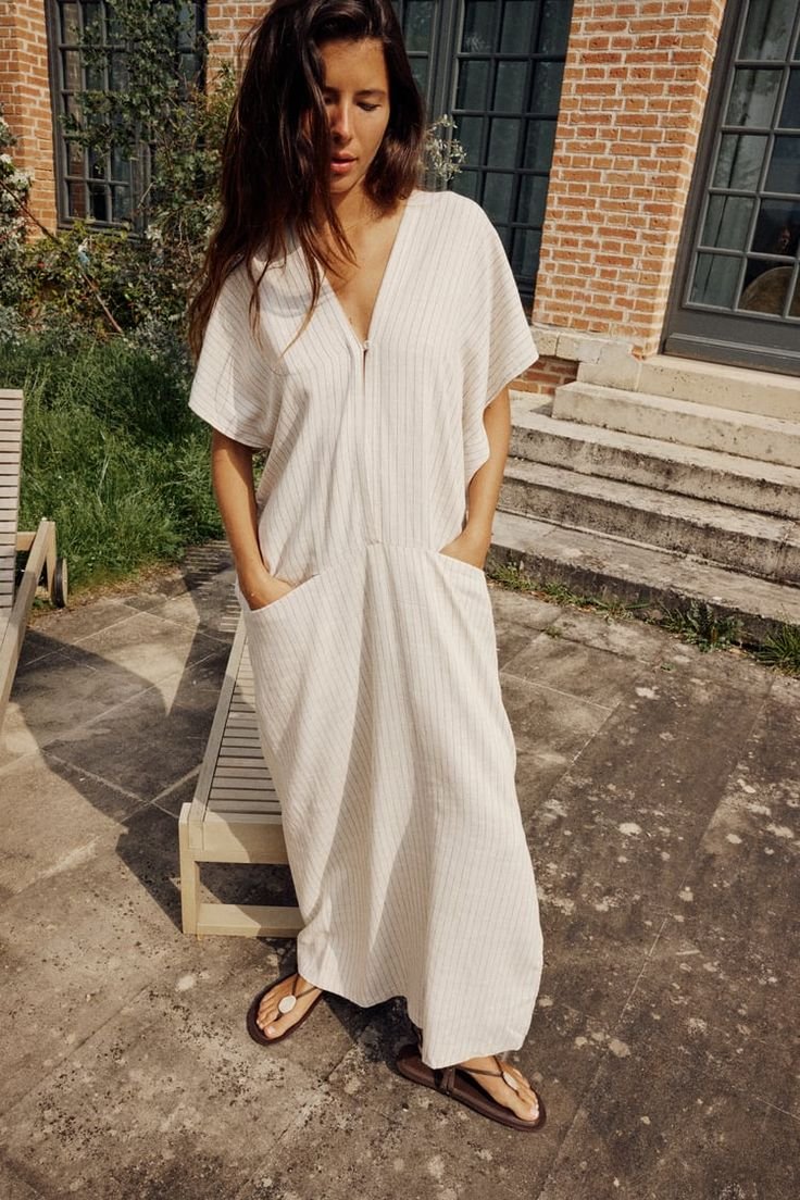 Pinstripe Kaftan Dress
