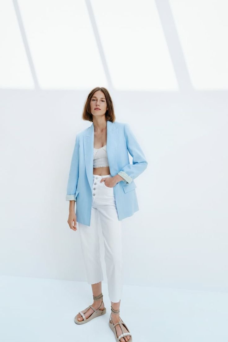 Dust Blue Linen Blazer