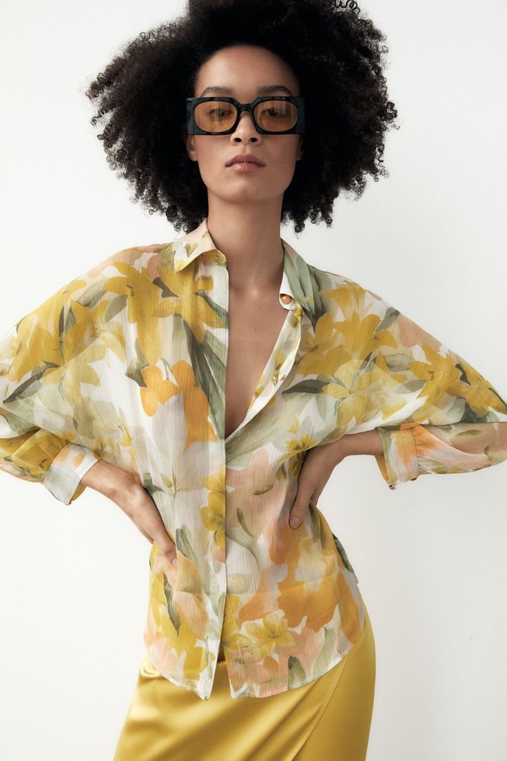 Floral Sheer Button Down Shirt - Image 4