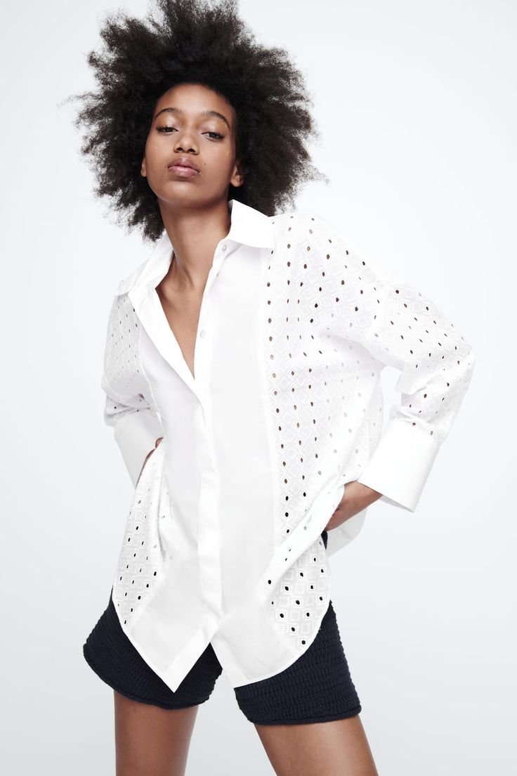 Oversized Eyelet Cotton Shirt