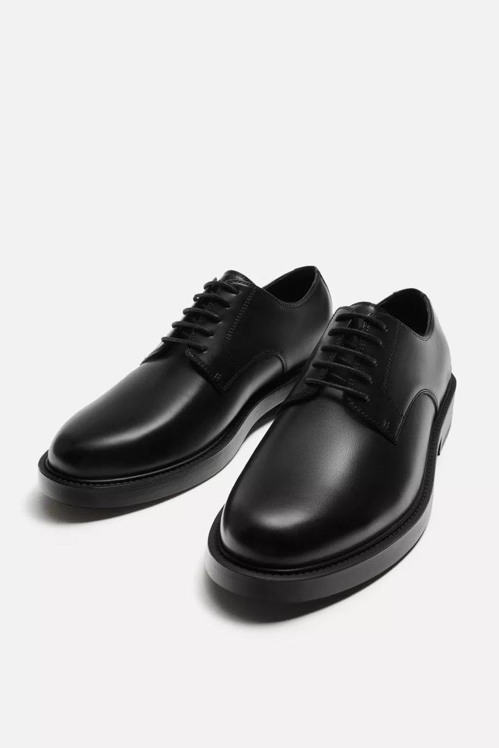 Chunky Sole Leather Derby Shoes