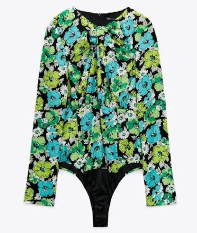 Floral Print Long Sleeves Bodysuit