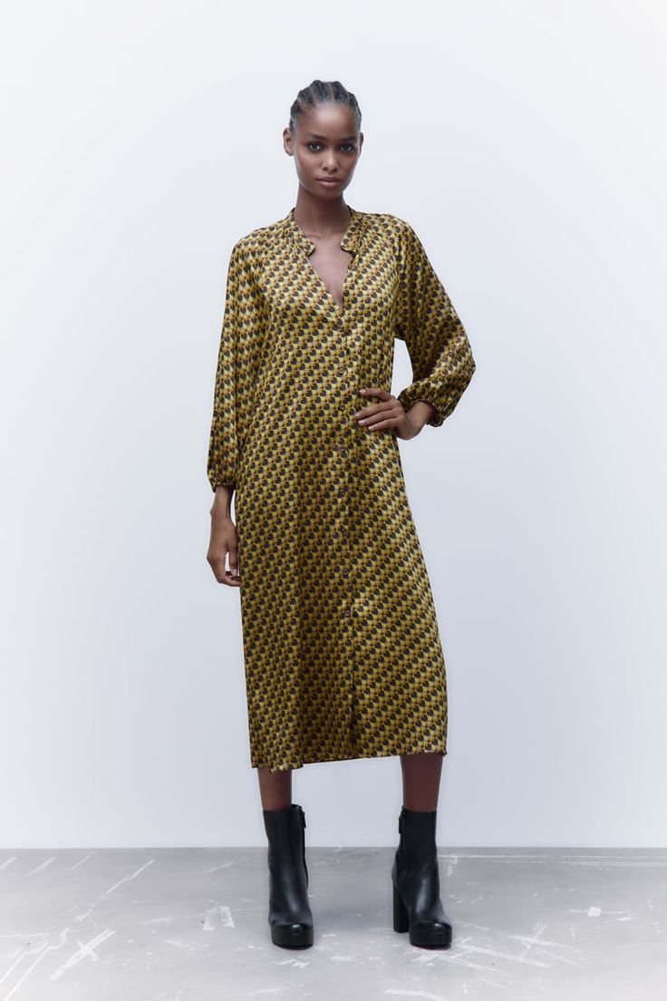 Geometric Print Shirt Dress