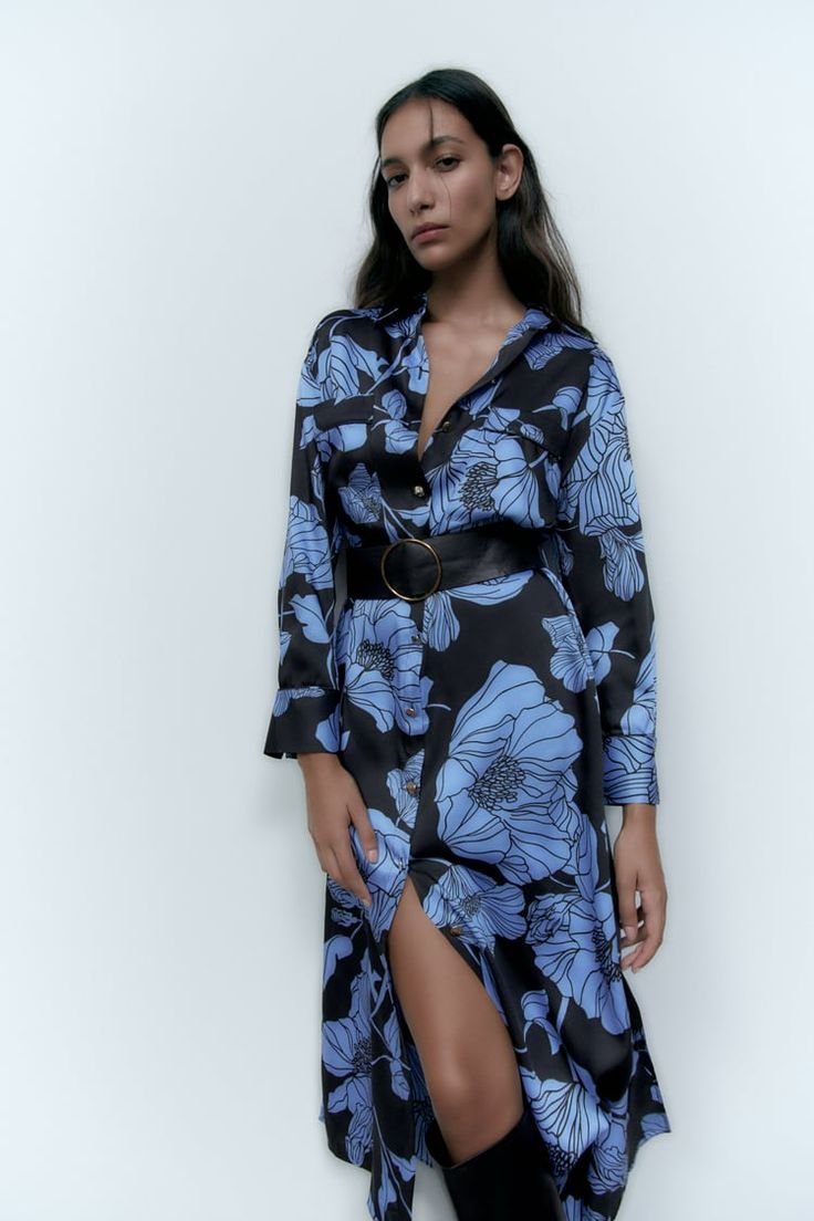 Floral Print Belted Midi Dress