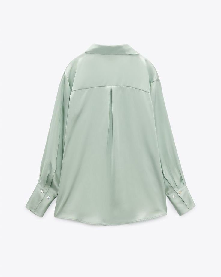 Oversized Mint Satin Shirt - Image 3