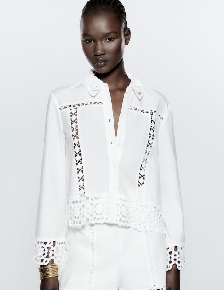Crochet Detail Button Shirt