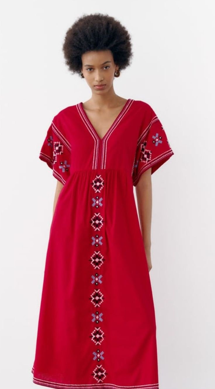 Embroidery Poplin Tunic Dress
