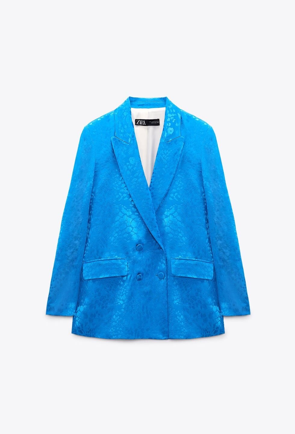 Electric Blue Jacquard Double Breasted Blazer