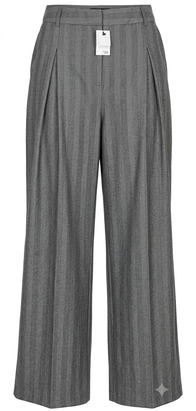 Charcoal Grey Tailored Pin Stripe Wide Leg Trouser - XL
