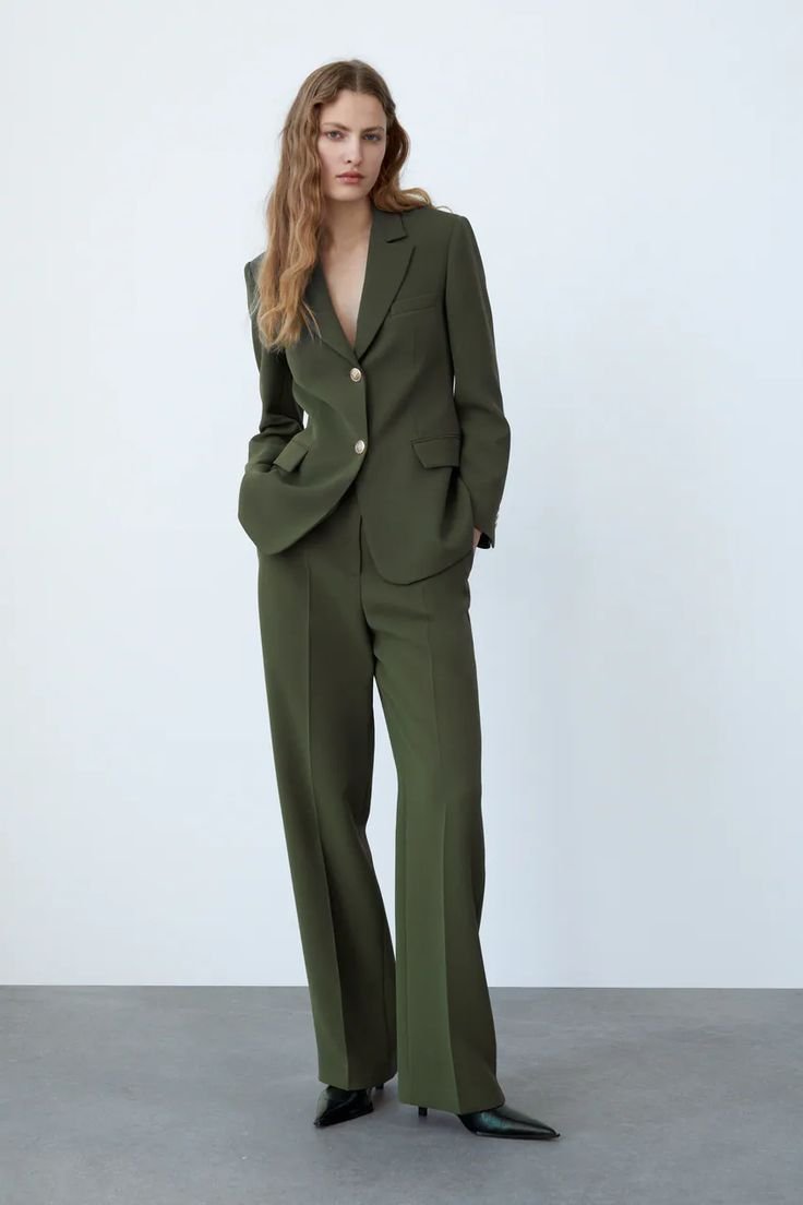 Olive Green Structured Blazer