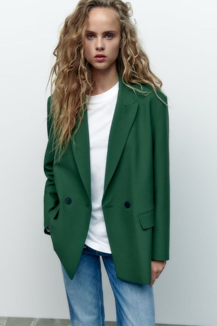 Oversized Double Breasted Emerald Green Blazer
